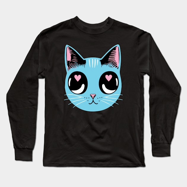 Transgender Pride Cat - Heart Eyes Long Sleeve T-Shirt by KittenMe Designs